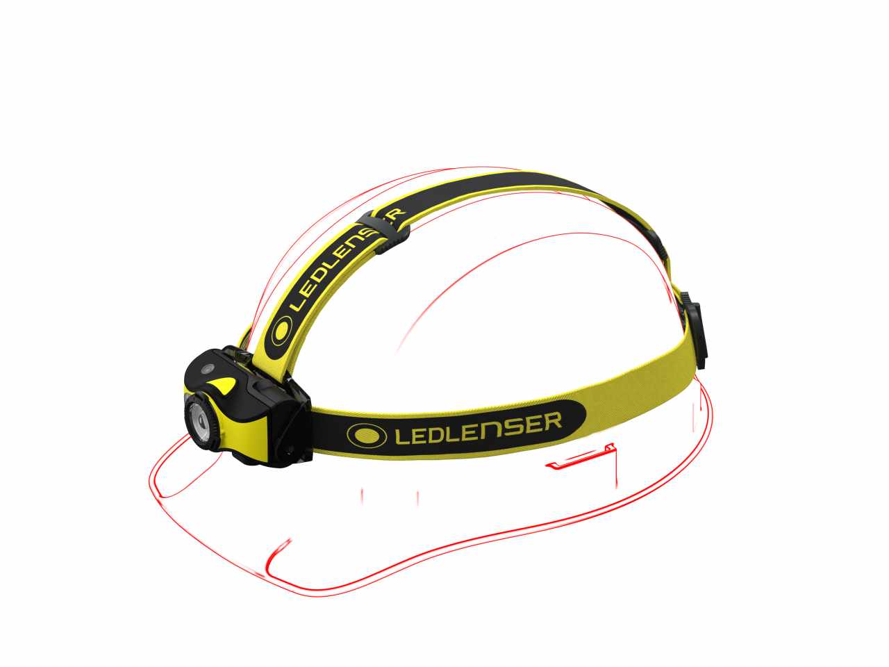 Ledlenser iH9R Rechargeable Headlamp - iH9R mounted to helmet