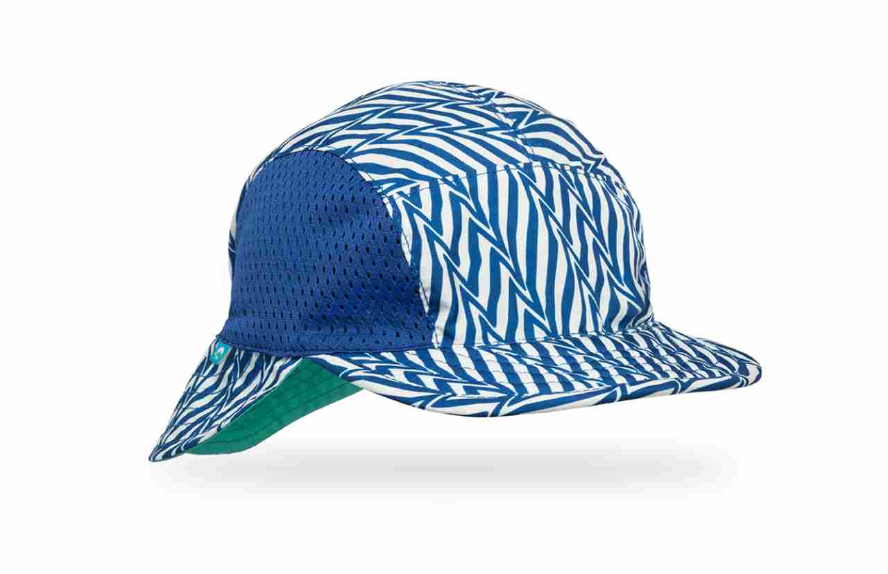 Infant SunFlip Cap - Blue Stripe Sun Flip Hat Side View