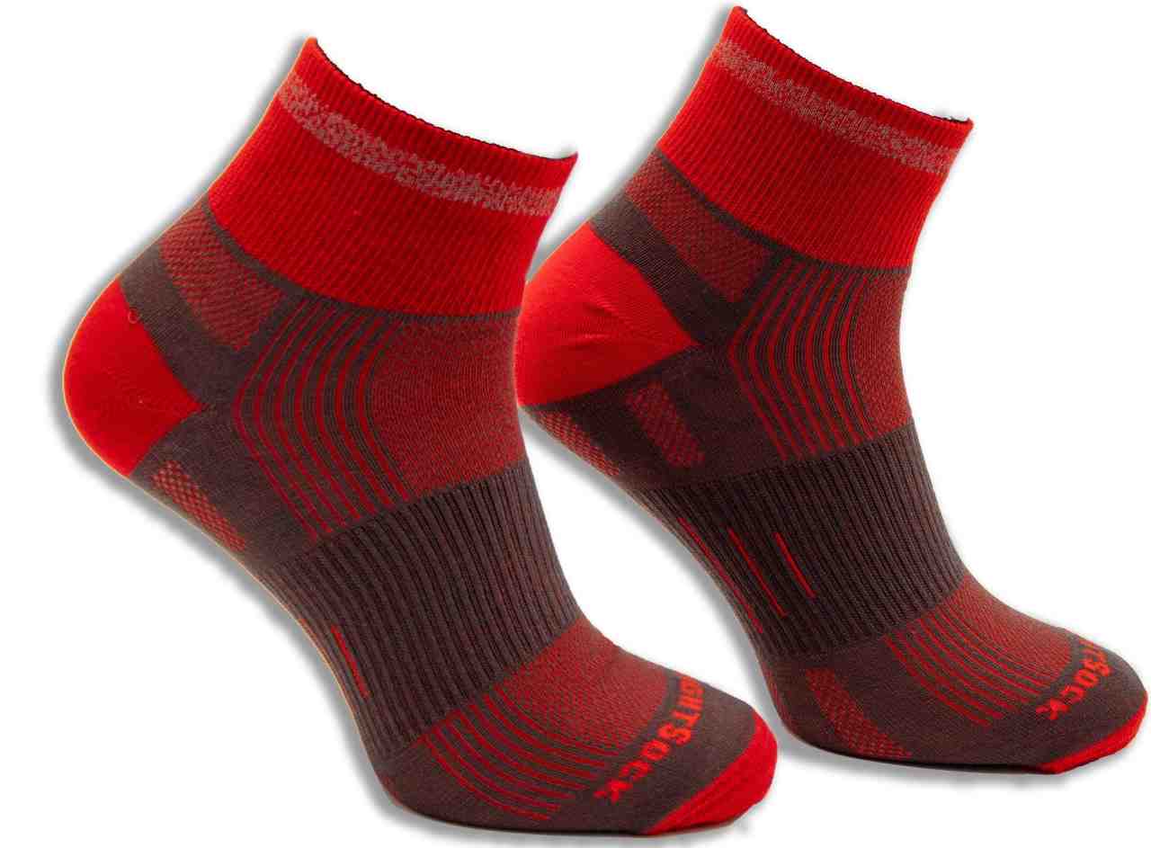 Run Reflective - Quarter Socks - Grey/Red - Eco Run Reflective Quarter Sock Red/Grey
