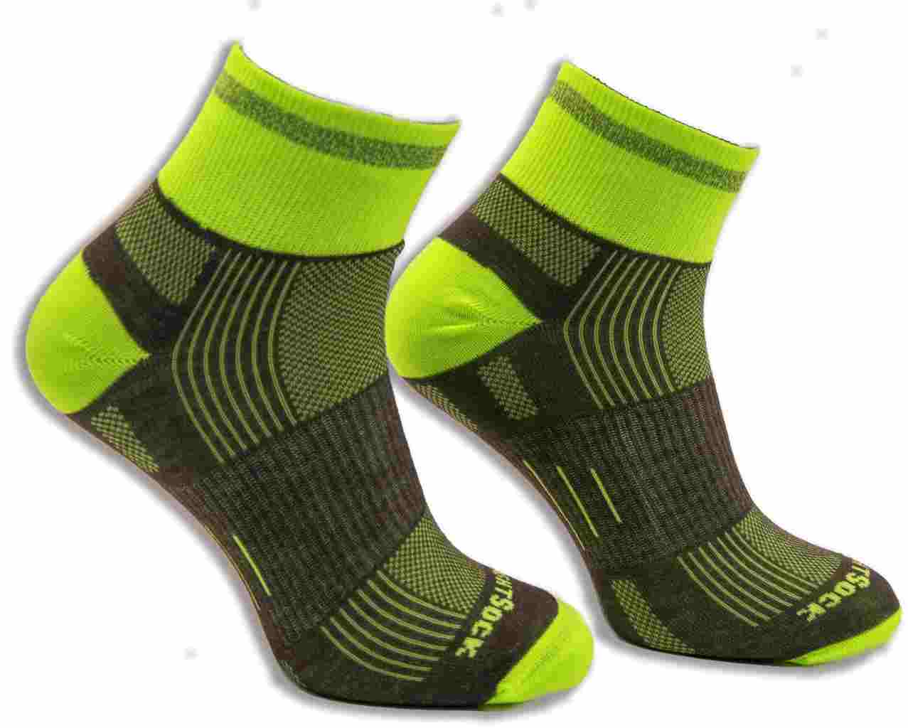 Run Reflective - Quarter Socks - Grey/Yellow - 