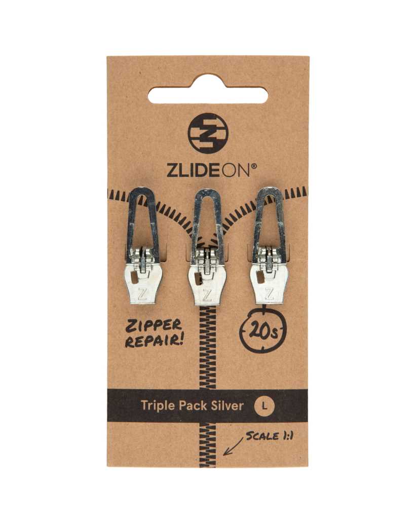 ZlideOn Triple Pack Zipper - L silver