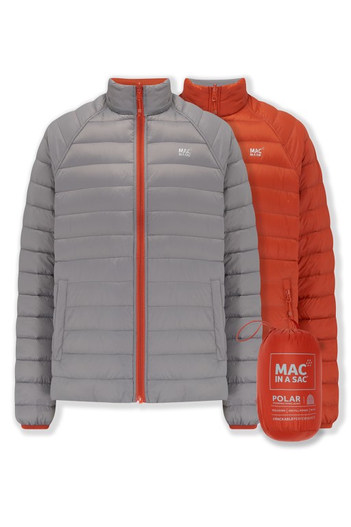Mens Polar Reversible Down Jacket (orange/grey) - 