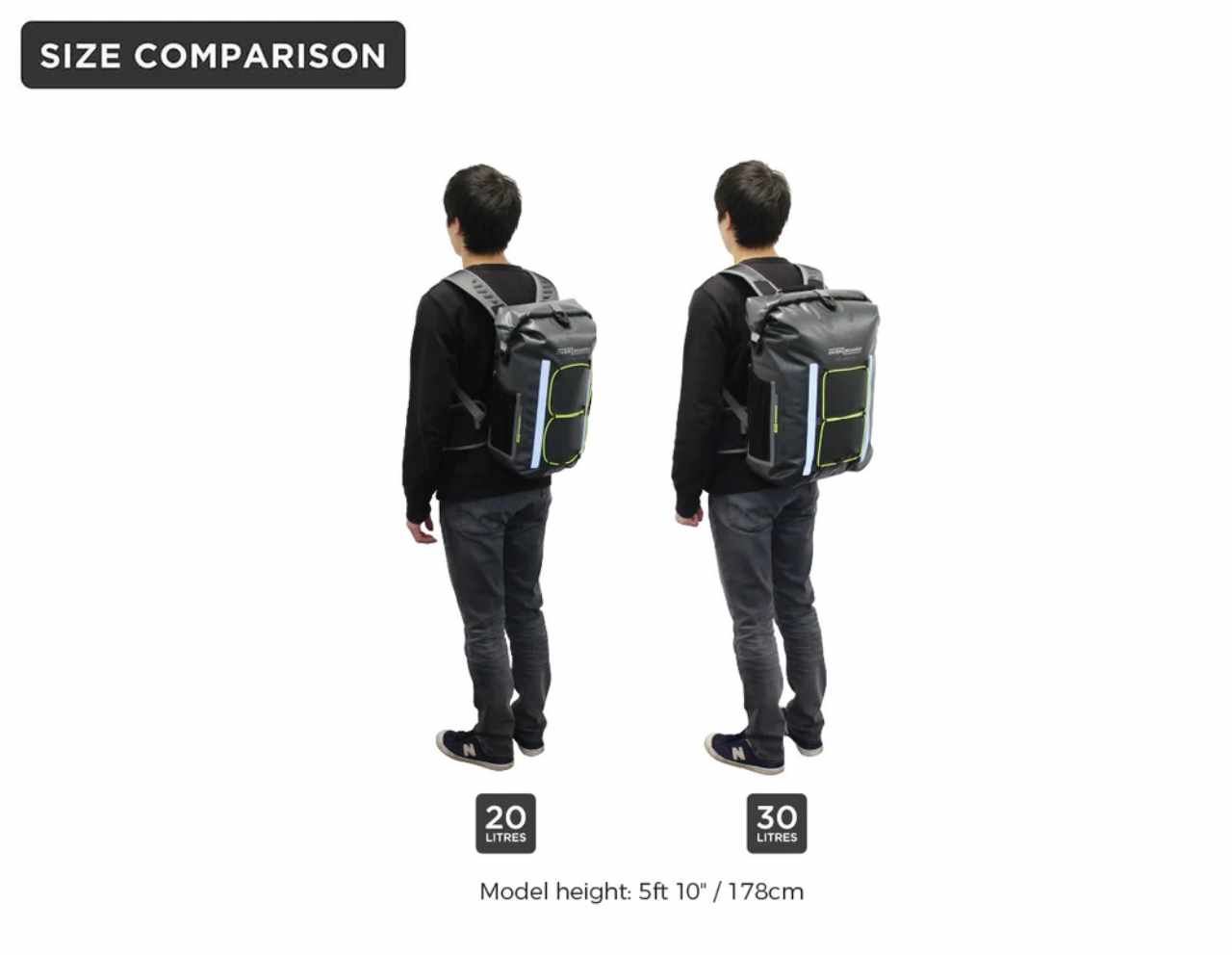 Overboard TrekDry Backpack 30L - Size Comparison