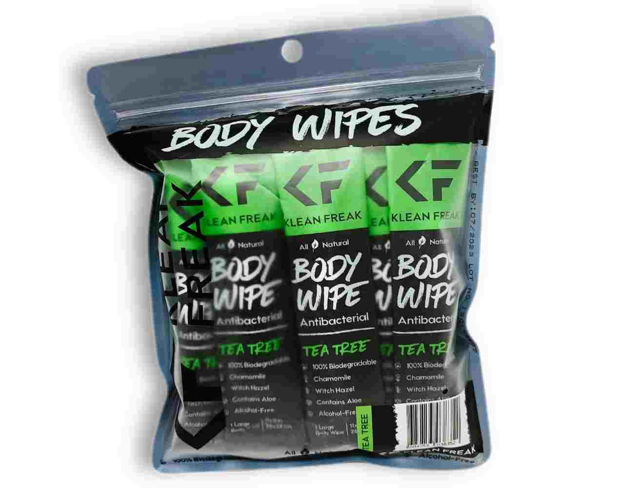 Klean Freak Body Wipes 12 Pack (tea tree) - Tea Tree Packet
