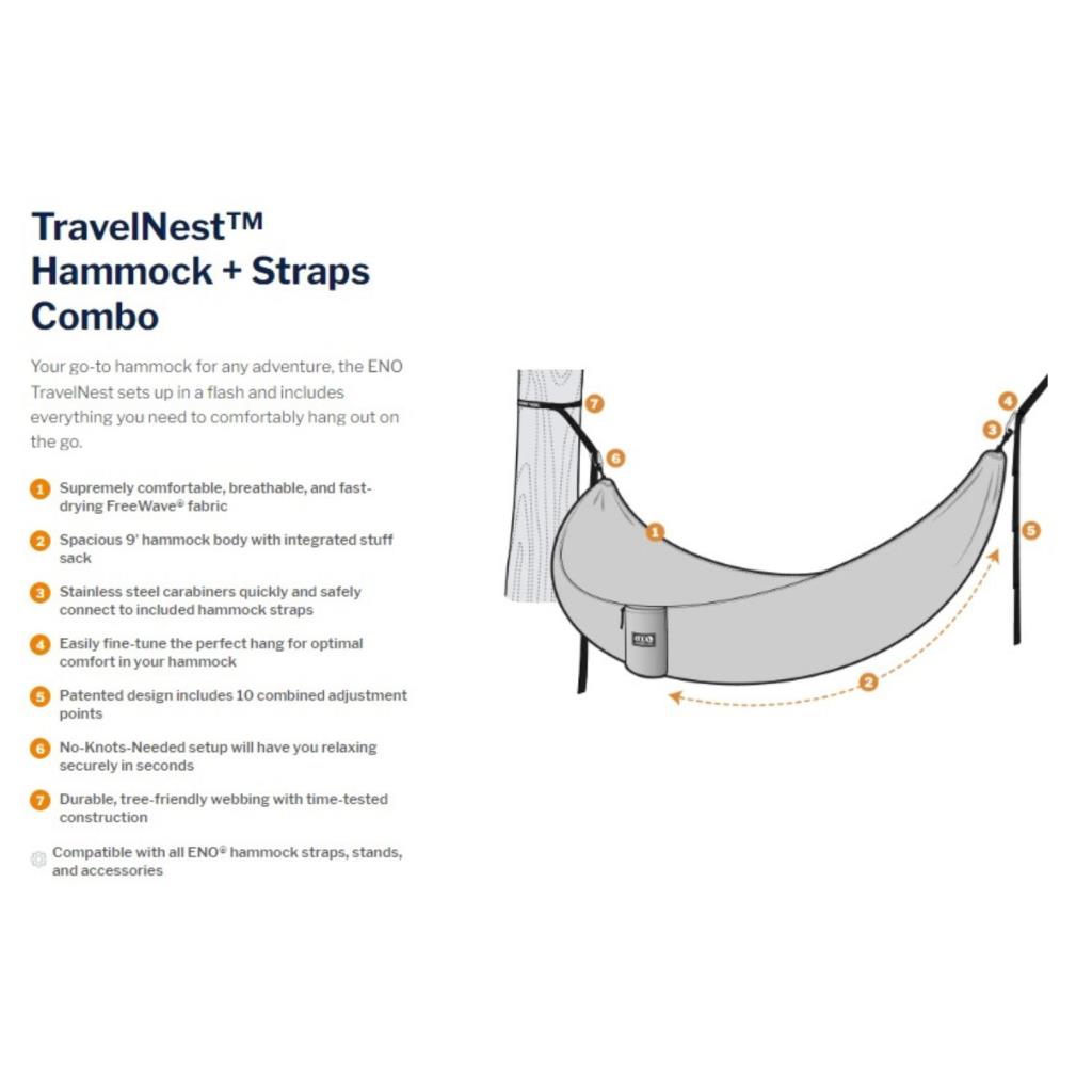 ENO TravelNest Hammock + Straps Combo - features