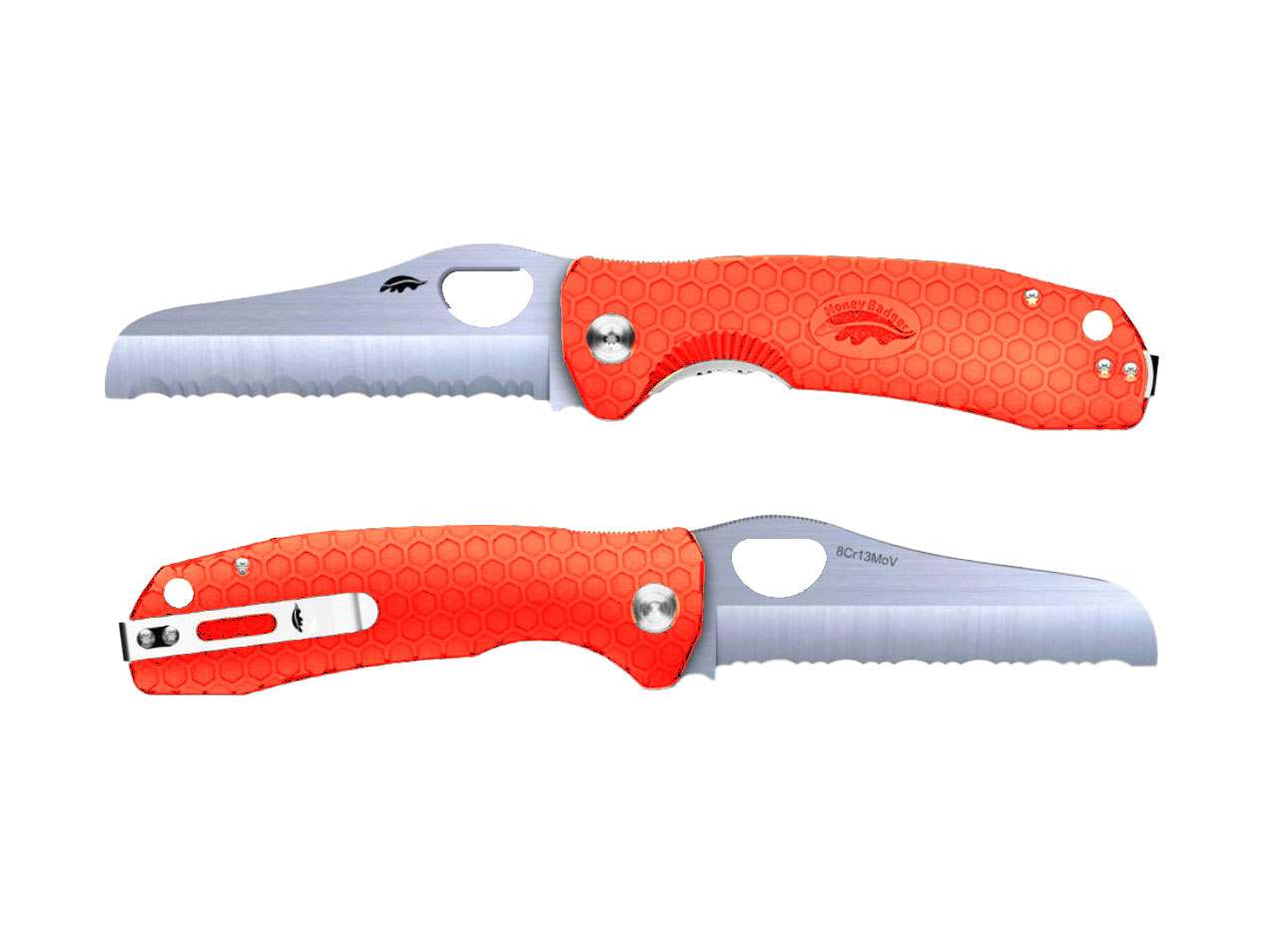 Honey Badger Rescue Knife - orange