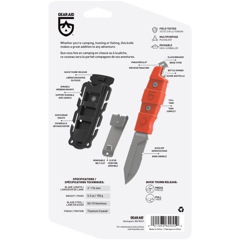 Gear Aid Buri Drop Point Knife - 