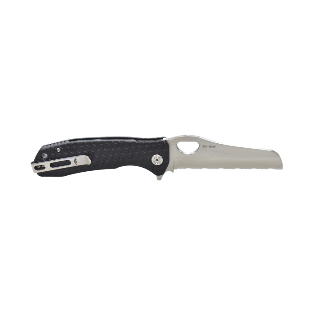 Honey Badger Rescue Knife - side half open back - black